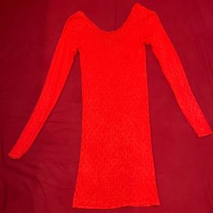 Red Maxi Dress with Long Sleeves